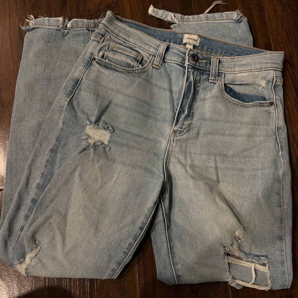 Sneak Peek Light Wash Distressed Jeans